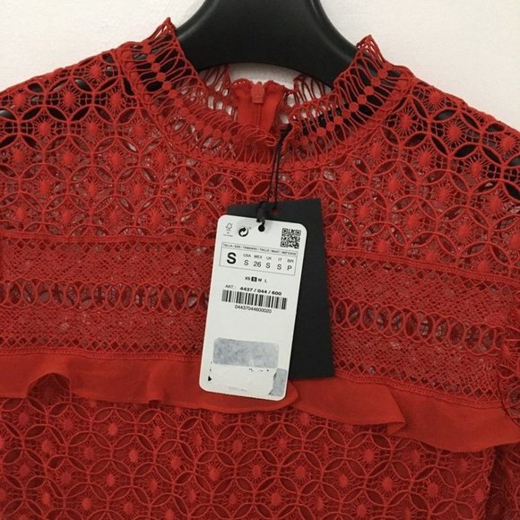 Zara Elegant Lace Red Dress party wedding events - Picture 3 of 5